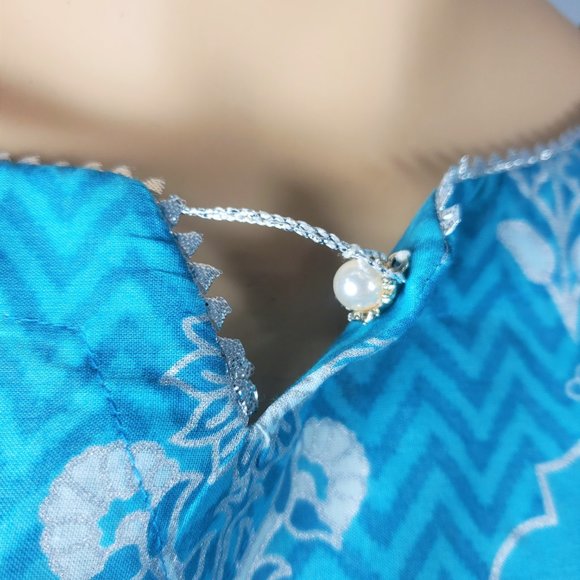 1PC Cotton Teal Kurti/Tunic/Kameez Almirah Junaid Jamshed Pakistani Indian XS/36 - Picture 7 of 8